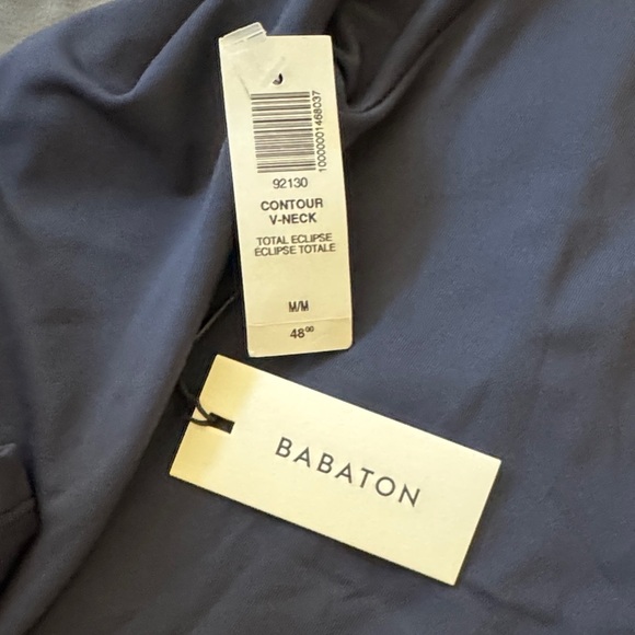 Aritzia Babaton Deep Blue Contour V-Neck Long Sleeve Too - Picture 3 of 4